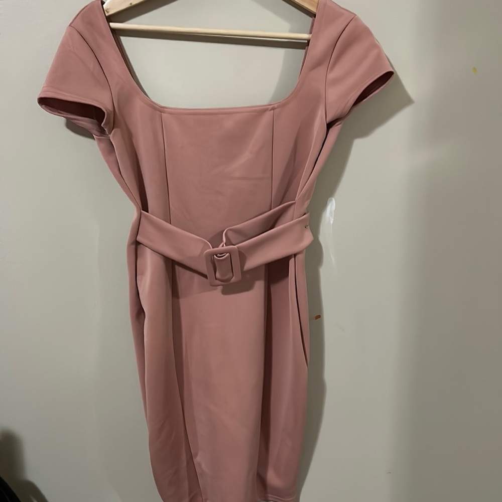 ASOS Bodycon backless pink dress with belt